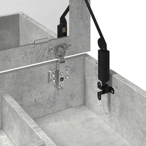betonszürke fésülködőasztal tükörrel 73 x 46,5 x 120 cm