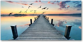 Fotó kép edzett üveg Fa móló 140x70