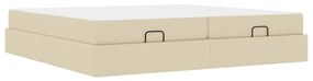 Ágykeret tárolóval Krém 200 x 200 cm szövet