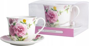 Porcelán csésze 400 ml nagy csészealjjal 15,5 cm Livello bazsarózsa