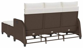 3 részes barna polyrattan kerti ülőgarnitúra párnával L-alakú