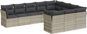 vidaXL 10 részes világosszürke polyrattan kerti ülőgarnitúra párnákkal