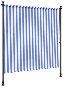 kék és fehér szövet és acél kültéri roló 150 x 270 cm