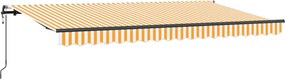 vidaXL Behúzható napellenző Sárga 350 x 200 cm szövet