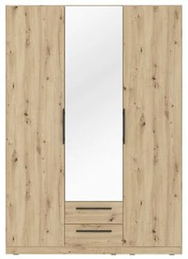 MARO gardróbszekrény tükörrel, 150x213 cm, artisan tölgy