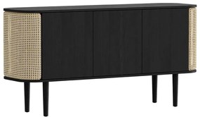 Fekete-natúr színű alacsony komód tölgyfa dekorral 150x75 cm Treasures – UMAGE