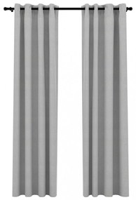 2 db szürke, vászonhatású sötétítőfüggöny fűzőkarikával 140 x 225 cm
