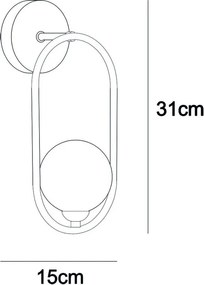 ITALUX LUPUS WL-3965-1-BL fekete falikar fehér üveggömbbel – modern design világítás nappaliba és hálószobába