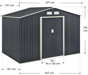 Juskys Kerti ház XL 277×191×192 cm - antracit
