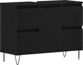 vidaXL Fürdőszobai mosdószekrény Fekete tölgy 80 x 33 x 60 cm Faanyag