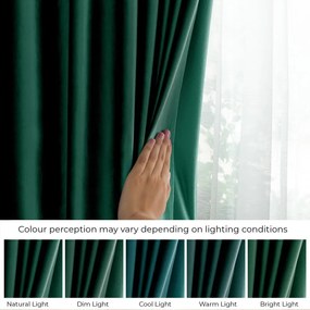 Sötétzöld bársony dimout (részleges sötétítő) függöny 140x245 cm Pleat – Restilo
