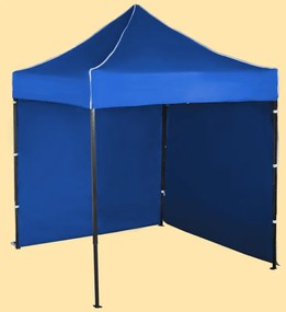 Gyorsan összecsukható sátor 2x2m – acél, Kék, 2 oldalfal