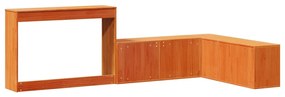viaszbarna tömör fenyőfa éjjeliszekrény asztallal 232x122x75 cm