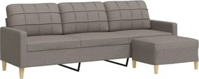 vidaXL 3 személyes tópszínű szövet kanapé lábtartóval 210 cm