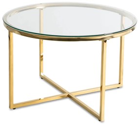 Üveg Dohányzóasztal Arany Vázzal. FLIP