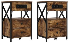 Éjjeliszekrény 2 pcs Füstölt tölgy 40 x 31 x 60 cm Faanyag