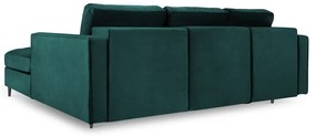 Santo olajzöld kinyitható bársony sarokkanapé, jobb oldali - Milo Casa