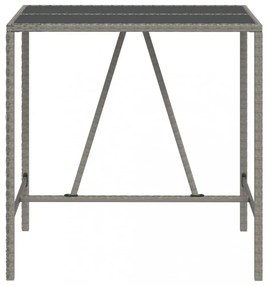 szürke polyrattan üveglapos bárasztal 110 x 70 x 110 cm