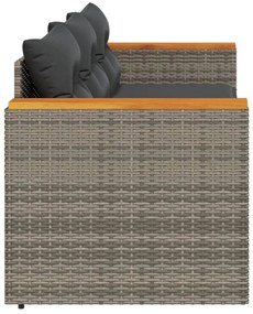 3 személyes szürke polyrattan kerti kanapé párnával