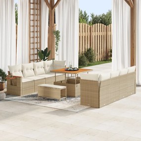 Kerti Kanapé Szett 11 pcs bézs és krémszínű 90 x 55 x 71 cm