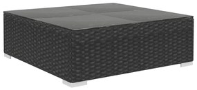 vidaXL 10-részes fekete polyrattan kerti bútorszett párnákkal