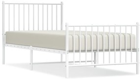 fehér fém ágykeret fej- és lábtámlával 90x200 cm