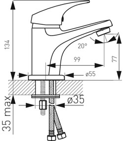 FERRO - Mosdócsaptelep + leeresztő ONE fényes króm