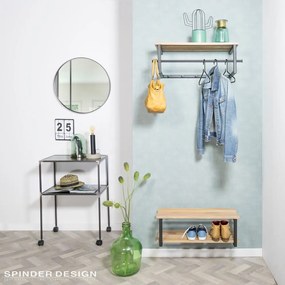 Fekete-natúr színű fém fali fogas polccal 76 cm Marco – Spinder Design