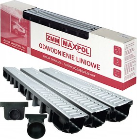 Garázs lineáris vízelvezetés acélrács A15 3m x98x131mm 1,5 tonnáig