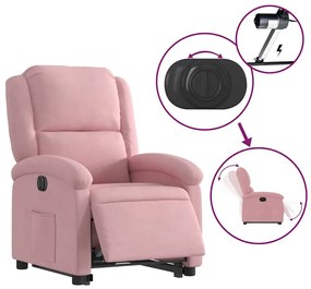rózsaszín bársony felállást segítő bársony fotel