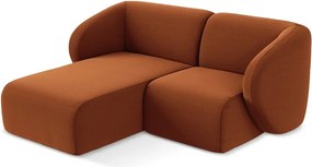 Terrakotta színű bársony sarokkanapé (bal oldali-heverő résszel) Lani – Makamii