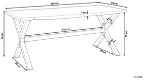Rusztikus Fa Étkezőasztal Fekete Lábazattal 200 x 95 cm VALBO Beliani