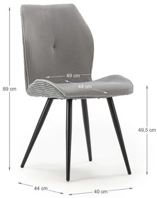 Világosszürke kordbársony étkezőszék szett 2 db-os Adaya – Marckeric