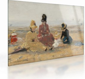Üveg kép - Eugène Boudin, On the Beach, Trouville, reprodukciók (70x50 cm)
