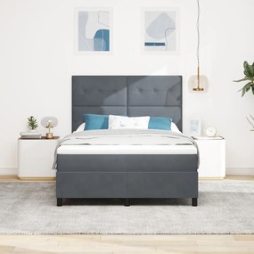 Boxspring Ágy Matracokkal Sötétszürke 160x200 cm Bársony