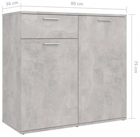 betonszürke szerelt fa tálalószekrény 160 x 36 x 75 cm