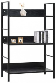 3 szintes fekete szerelt fa könyvespolc 60 x 27,6 x 90,5 cm