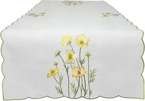 Hímzett, elegáns futó 60x120 cm-es, tavaszi virágokkal díszített 440