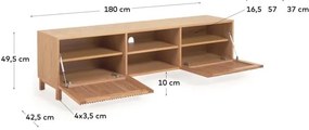 Natúr színű TV-állvány tölgyfa dekorral 180x50 cm Beyla – Kave Home