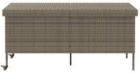 Szürke polyrattan kerti tárolóláda kerekekkel 160x55x75 cm