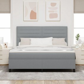 Boxspring ágy matraccal világosszürke szövet