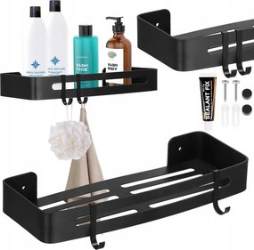 Fürdőszobai Polc Akasztós Fekete Tükör Alá Zuhany Loft 32,5cm Falra Szerelhető