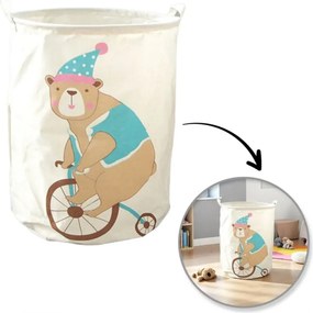 Játék- és ruhakosár mintás CIRCUS BEAR 35x45 cm, krémszínű