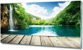 Fotó üvegkép Alkonyat a folyóparton 100x70