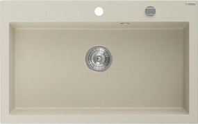 Mexen Elix gránit mosogató 1-medencés 800 x 500 mm, bézs, króm szifon - 6527801005-69