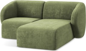 Zöld zsenília sarokkanapé (jobb oldali-heverő résszel) Lani – Makamii