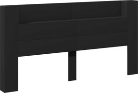 vidaXL Fejtámla LED -es lámpákkal Fekete 200 x 16,5 x 103,5 cm Faanyag