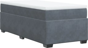 vidaXL sötétszürke bársony rugós ágy matraccal 90 x 200 cm