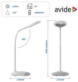 Avide LED Asztali Lámpa RGB Fehér 4W