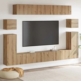 TV szekrény garnitúra 8 pcs kézműves tölgy Közepes Faanyag